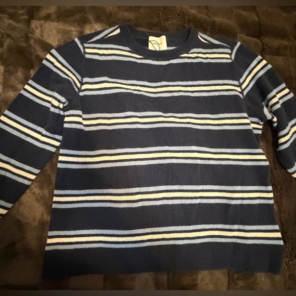 Reformation Cashmere boyfriend sweater Navy and White Stripe - Picture 3 of 4